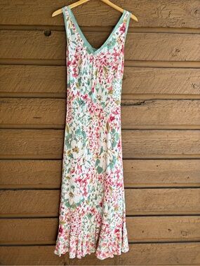 M&S Per Una Floral Maxi Shift Ruffle Hem Dress